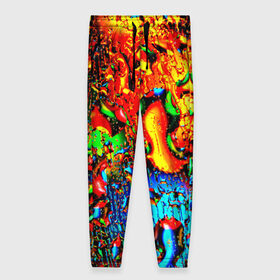 Женские брюки 3D с принтом Краска в Белгороде, полиэстер 100% | прямой крой, два кармана без застежек по бокам, с мягкой трикотажной резинкой на поясе и по низу штанин. В поясе для дополнительного комфорта — широкие завязки | брызги | разноцветный | стекло