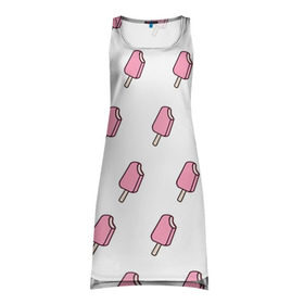 Платье-майка 3D с принтом Мороженое розовое в Белгороде, 100% полиэстер | полуприлегающий силуэт, широкие бретели, круглый вырез горловины, удлиненный подол сзади. | ice cream | мода | мороженое | тренд