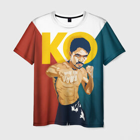 Мужская футболка 3D с принтом KO в Белгороде, 100% полиэфир | прямой крой, круглый вырез горловины, длина до линии бедер | Тематика изображения на принте: мэнни пакьяо