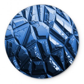 Коврик круглый с принтом Каменная кладка синяя в Белгороде, резина и полиэстер | круглая форма, изображение наносится на всю лицевую часть | камень | синий | текстура