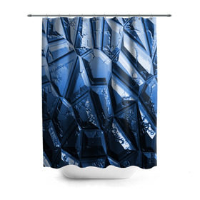Штора 3D для ванной с принтом Каменная кладка синяя в Белгороде, 100% полиэстер | плотность материала — 100 г/м2. Стандартный размер — 146 см х 180 см. По верхнему краю — пластиковые люверсы для креплений. В комплекте 10 пластиковых колец | камень | синий | текстура