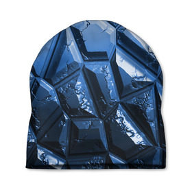 Шапка 3D с принтом Каменная кладка синяя в Белгороде, 100% полиэстер | универсальный размер, печать по всей поверхности изделия | камень | синий | текстура