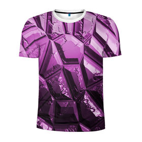 Мужская футболка 3D спортивная с принтом Каменная кладка фиолетовая в Белгороде, 100% полиэстер с улучшенными характеристиками | приталенный силуэт, круглая горловина, широкие плечи, сужается к линии бедра | 
