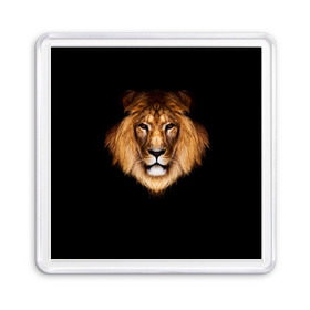 Магнит 55*55 с принтом Лев в Белгороде, Пластик | Размер: 65*65 мм; Размер печати: 55*55 мм | lion | голова | лев