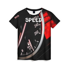 Женская футболка 3D с принтом Скорость в Белгороде, 100% полиэфир ( синтетическое хлопкоподобное полотно) | прямой крой, круглый вырез горловины, длина до линии бедер | автомобиль | дорога | драйв | скорость | стритрейсер | стритрейсинг