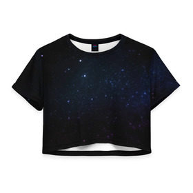 Женская футболка 3D укороченная с принтом Deep Space в Белгороде, 100% полиэстер | круглая горловина, длина футболки до линии талии, рукава с отворотами | star | звезды
