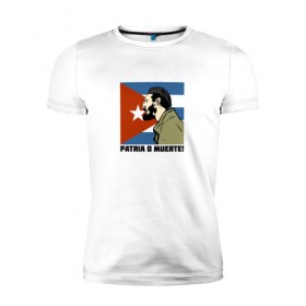 Мужская футболка премиум с принтом Фидель Кастро в Белгороде, 92% хлопок, 8% лайкра | приталенный силуэт, круглый вырез ворота, длина до линии бедра, короткий рукав | 