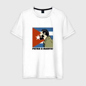 Мужская футболка хлопок с принтом Фидель Кастро в Белгороде, 100% хлопок | прямой крой, круглый вырез горловины, длина до линии бедер, слегка спущенное плечо. | 