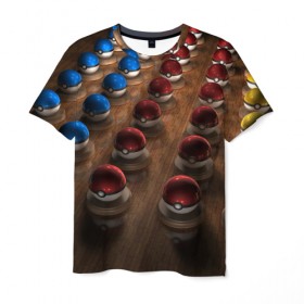 Мужская футболка 3D с принтом Wood в Белгороде, 100% полиэфир | прямой крой, круглый вырез горловины, длина до линии бедер | bulbasaur | pikachu | pokemon | squirtle | бальбазар | пикачу | покемон | сквиртл