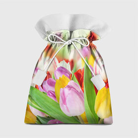 Подарочный 3D мешок с принтом Мир тюльпанов в Белгороде, 100% полиэстер | Размер: 29*39 см | Тематика изображения на принте: арт | краска | лето | лучи | любовь | новинки | популярные | природа | рисунки | свет | цветы