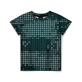 Детская футболка 3D с принтом Кибер камуфляж 3 в Белгороде, 100% гипоаллергенный полиэфир | прямой крой, круглый вырез горловины, длина до линии бедер, чуть спущенное плечо, ткань немного тянется | пиксели | темный