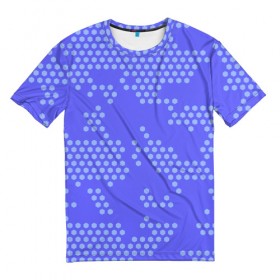Мужская футболка 3D с принтом Кибер камуфляж 7 в Белгороде, 100% полиэфир | прямой крой, круглый вырез горловины, длина до линии бедер | пиксели | сиреневый | точки