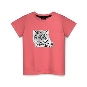 Детская футболка хлопок с принтом Белый тигр в Белгороде, 100% хлопок | круглый вырез горловины, полуприлегающий силуэт, длина до линии бедер | Тематика изображения на принте: снежный барс | хищник