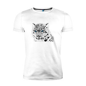 Мужская футболка премиум с принтом Белый тигр в Белгороде, 92% хлопок, 8% лайкра | приталенный силуэт, круглый вырез ворота, длина до линии бедра, короткий рукав | Тематика изображения на принте: снежный барс | хищник