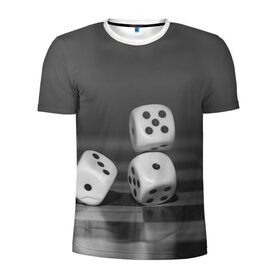 Мужская футболка 3D спортивная с принтом Игральные кости в Белгороде, 100% полиэстер с улучшенными характеристиками | приталенный силуэт, круглая горловина, широкие плечи, сужается к линии бедра | Тематика изображения на принте: кубик