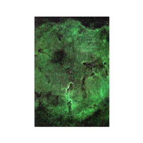 Обложка для паспорта матовая кожа с принтом Зеленый Космос в Белгороде, натуральная матовая кожа | размер 19,3 х 13,7 см; прозрачные пластиковые крепления | Тематика изображения на принте: вселенная | галактика | звезды