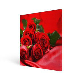 Холст квадратный с принтом Розы в Белгороде, 100% ПВХ |  | букет | красная | лепесток | разноцветная | роза | цветок