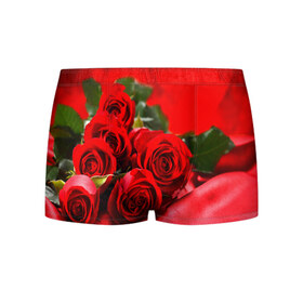 Мужские трусы 3D с принтом Розы в Белгороде, 50% хлопок, 50% полиэстер | классическая посадка, на поясе мягкая тканевая резинка | Тематика изображения на принте: букет | красная | лепесток | разноцветная | роза | цветок