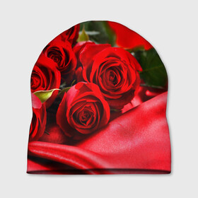 Шапка 3D с принтом Розы в Белгороде, 100% полиэстер | универсальный размер, печать по всей поверхности изделия | букет | красная | лепесток | разноцветная | роза | цветок
