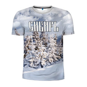 Мужская футболка 3D спортивная с принтом Сибирь в Белгороде, 100% полиэстер с улучшенными характеристиками | приталенный силуэт, круглая горловина, широкие плечи, сужается к линии бедра | ель | лес | небо | облака | природа | снег | сосна | сугробы | тайга | хвоя