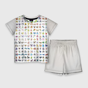 Детский костюм с шортами 3D с принтом Wall в Белгороде,  |  | bulbasaur | pikachu | pokemon | squirtle | бальбазар | пикачу | покемон | сквиртл