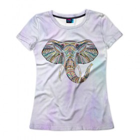 Женская футболка 3D с принтом Слон в Белгороде, 100% полиэфир ( синтетическое хлопкоподобное полотно) | прямой крой, круглый вырез горловины, длина до линии бедер | слон