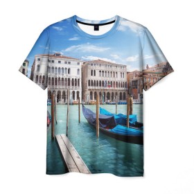 Мужская футболка 3D с принтом Италия (Венеция) в Белгороде, 100% полиэфир | прямой крой, круглый вырез горловины, длина до линии бедер | europe | italy | venice | венеция | вода | европа | ес | италия | каникулы | лодки | отдых | отпуск | солнце | туризм