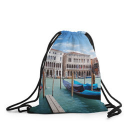 Рюкзак-мешок 3D с принтом Италия (Венеция) в Белгороде, 100% полиэстер | плотность ткани — 200 г/м2, размер — 35 х 45 см; лямки — толстые шнурки, застежка на шнуровке, без карманов и подкладки | europe | italy | venice | венеция | вода | европа | ес | италия | каникулы | лодки | отдых | отпуск | солнце | туризм