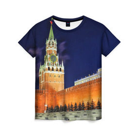 Женская футболка 3D с принтом Кремль в Белгороде, 100% полиэфир ( синтетическое хлопкоподобное полотно) | прямой крой, круглый вырез горловины, длина до линии бедер | moscow | russia | гордость | кремль | москва | отечество | родина | россия | столица