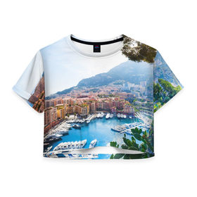 Женская футболка 3D укороченная с принтом Монако в Белгороде, 100% полиэстер | круглая горловина, длина футболки до линии талии, рукава с отворотами | europe | monaco | гламур | европа | загар | княжество | миллионеры | монако | отдых | отпуск | пляж | роскошь | солнце | средиземное море | туризм