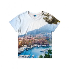 Детская футболка 3D с принтом Монако в Белгороде, 100% гипоаллергенный полиэфир | прямой крой, круглый вырез горловины, длина до линии бедер, чуть спущенное плечо, ткань немного тянется | europe | monaco | гламур | европа | загар | княжество | миллионеры | монако | отдых | отпуск | пляж | роскошь | солнце | средиземное море | туризм
