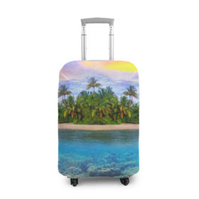Чехол для чемодана 3D с принтом Мальдивы в Белгороде, 86% полиэфир, 14% спандекс | двустороннее нанесение принта, прорези для ручек и колес | загар | каникулы | мальдивские острова | мальдивы | отдых | отпуск | пляж | приключения | солнце | туризм
