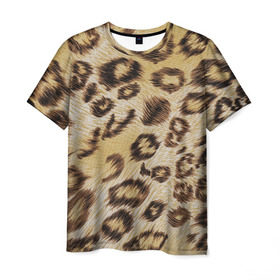 Мужская футболка 3D с принтом Леопардовая ткань в Белгороде, 100% полиэфир | прямой крой, круглый вырез горловины, длина до линии бедер | гепард | гламур | леопард | мода | пятна | роскошь | ткань | точки | шерсть