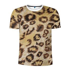 Мужская футболка 3D спортивная с принтом Леопардовая ткань в Белгороде, 100% полиэстер с улучшенными характеристиками | приталенный силуэт, круглая горловина, широкие плечи, сужается к линии бедра | гепард | гламур | леопард | мода | пятна | роскошь | ткань | точки | шерсть
