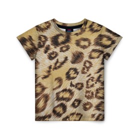 Детская футболка 3D с принтом Леопардовая ткань в Белгороде, 100% гипоаллергенный полиэфир | прямой крой, круглый вырез горловины, длина до линии бедер, чуть спущенное плечо, ткань немного тянется | гепард | гламур | леопард | мода | пятна | роскошь | ткань | точки | шерсть