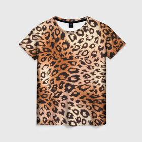 Женская футболка 3D с принтом Леопардовая шкура в Белгороде, 100% полиэфир ( синтетическое хлопкоподобное полотно) | прямой крой, круглый вырез горловины, длина до линии бедер | гепард | гламур | леопард | мода | роскошь | шерсть