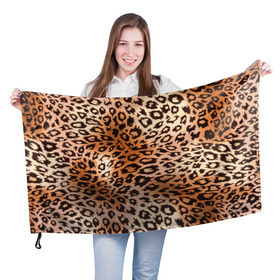 Флаг 3D с принтом Леопардовая шкура в Белгороде, 100% полиэстер | плотность ткани — 95 г/м2, размер — 67 х 109 см. Принт наносится с одной стороны | гепард | гламур | леопард | мода | роскошь | шерсть