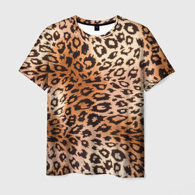 Мужская футболка 3D с принтом Леопардовая шкура в Белгороде, 100% полиэфир | прямой крой, круглый вырез горловины, длина до линии бедер | гепард | гламур | леопард | мода | роскошь | шерсть