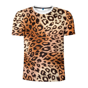 Мужская футболка 3D спортивная с принтом Леопардовая шкура в Белгороде, 100% полиэстер с улучшенными характеристиками | приталенный силуэт, круглая горловина, широкие плечи, сужается к линии бедра | Тематика изображения на принте: гепард | гламур | леопард | мода | роскошь | шерсть