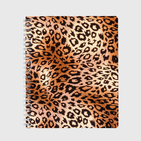 Тетрадь с принтом Леопардовая шкура в Белгороде, 100% бумага | 48 листов, плотность листов — 60 г/м2, плотность картонной обложки — 250 г/м2. Листы скреплены сбоку удобной пружинной спиралью. Уголки страниц и обложки скругленные. Цвет линий — светло-серый
 | гепард | гламур | леопард | мода | роскошь | шерсть