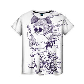Женская футболка 3D с принтом Нежный ангел в Белгороде, 100% полиэфир ( синтетическое хлопкоподобное полотно) | прямой крой, круглый вырез горловины, длина до линии бедер | ангел | граффити | музыка | новинки | популярное | хиппи