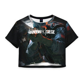 Женская футболка 3D укороченная с принтом Rainbow six | Siege в Белгороде, 100% полиэстер | круглая горловина, длина футболки до линии талии, рукава с отворотами | boom | fire | rainbowsix | siege | tom clansys