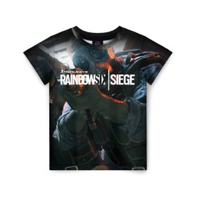 Детская футболка 3D с принтом Rainbow six | Siege в Белгороде, 100% гипоаллергенный полиэфир | прямой крой, круглый вырез горловины, длина до линии бедер, чуть спущенное плечо, ткань немного тянется | boom | fire | rainbowsix | siege | tom clansys
