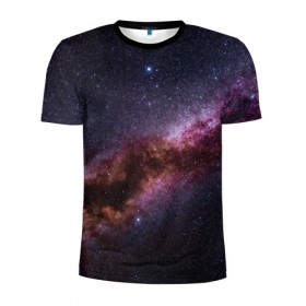 Мужская футболка 3D спортивная с принтом Млечный путь в Белгороде, 100% полиэстер с улучшенными характеристиками | приталенный силуэт, круглая горловина, широкие плечи, сужается к линии бедра | вселенная | галактика | звёзды | космическое пространство | космос | созвездие