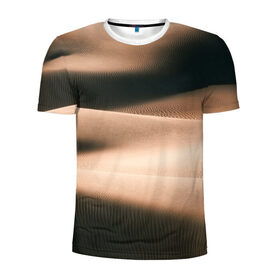 Мужская футболка 3D спортивная с принтом Барханы в Белгороде, 100% полиэстер с улучшенными характеристиками | приталенный силуэт, круглая горловина, широкие плечи, сужается к линии бедра | аравия | барханы | бедуин | восток | пески | пустыня | солнце | товарищ сухов
