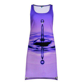 Платье-майка 3D с принтом Капля в Белгороде, 100% полиэстер | полуприлегающий силуэт, широкие бретели, круглый вырез горловины, удлиненный подол сзади. | вода | волна | капля | фиолетовый