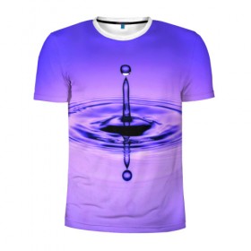 Мужская футболка 3D спортивная с принтом Капля в Белгороде, 100% полиэстер с улучшенными характеристиками | приталенный силуэт, круглая горловина, широкие плечи, сужается к линии бедра | Тематика изображения на принте: вода | волна | капля | фиолетовый