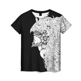 Женская футболка 3D с принтом Ангел мира в Белгороде, 100% полиэфир ( синтетическое хлопкоподобное полотно) | прямой крой, круглый вырез горловины, длина до линии бедер | ангел | белое | девушка | киборг | крылья | новинки | текстуры | цветы | черное