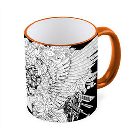 Кружка 3D с принтом Ангел мира в Белгороде, керамика | ёмкость 330 мл | Тематика изображения на принте: ангел | белое | девушка | киборг | крылья | новинки | текстуры | цветы | черное