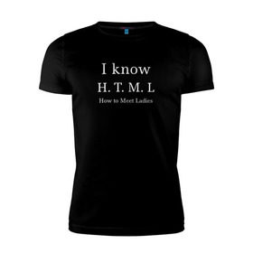 Мужская футболка премиум с принтом HTML в Белгороде, 92% хлопок, 8% лайкра | приталенный силуэт, круглый вырез ворота, длина до линии бедра, короткий рукав | it | айти | айтишник | программист | разработчик